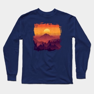 Golden Sunset In The Misty Mountains Long Sleeve T-Shirt